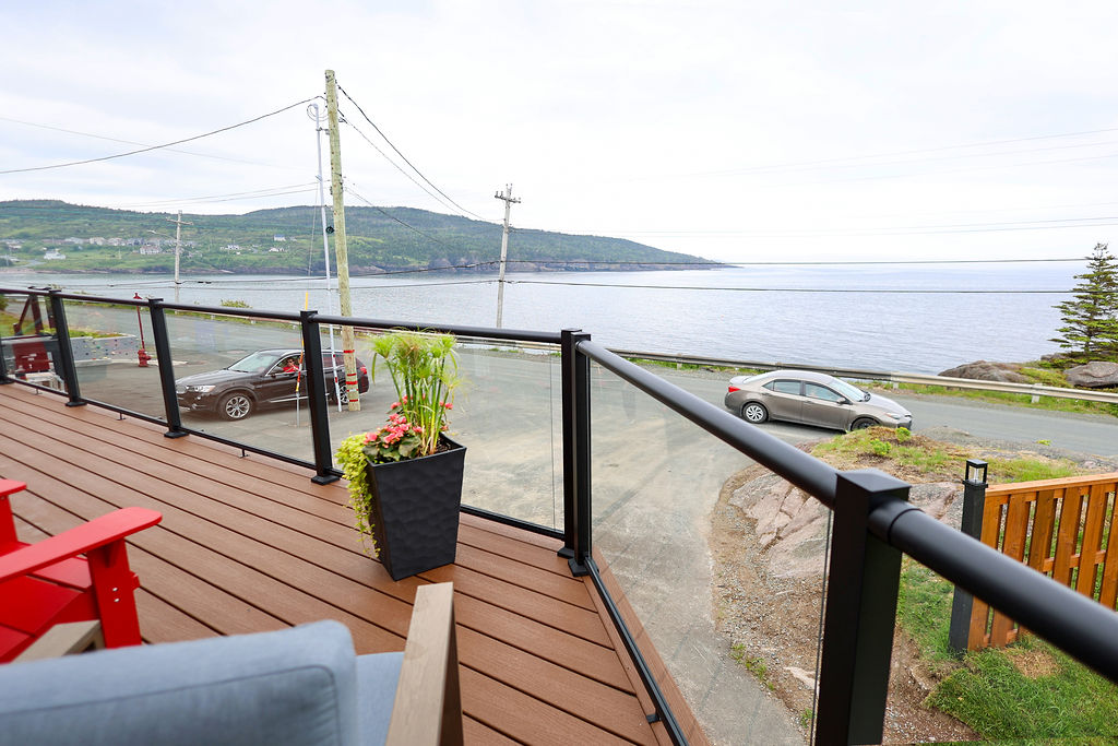 Deck overlooking the water at The Harbour House